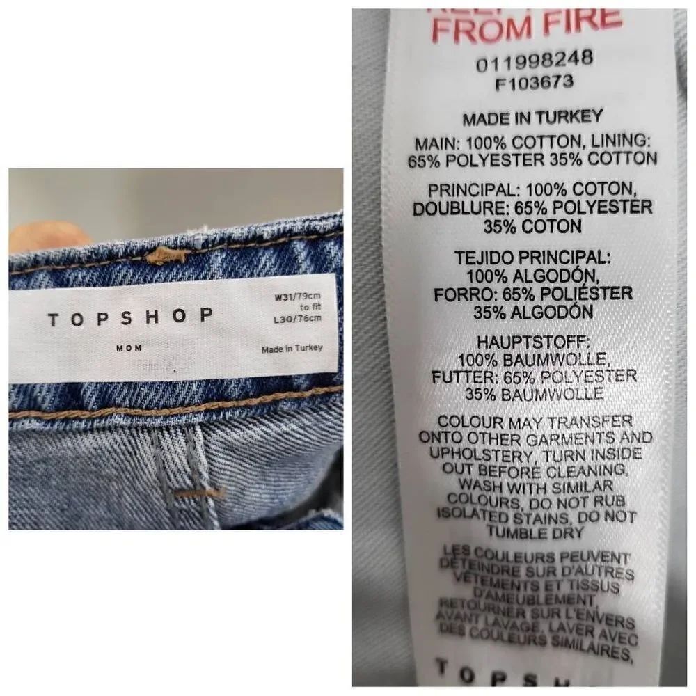 TopShop High Rise Straight Leg Distressed Ripped Mom Jean Size 31 - Picture 8 of 8